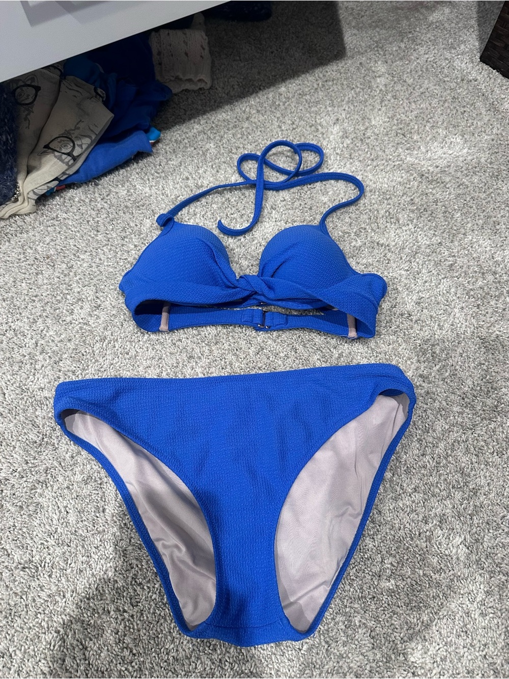 Shade & Shore Bright Blue Textured Bikini